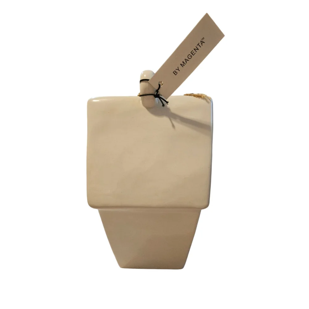 Rae Dunn Perch Ceramic LL Decorative Slant Roof Birdhouse with Burlap NEW